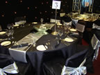 Black Chair Cover Silver Silk Sash